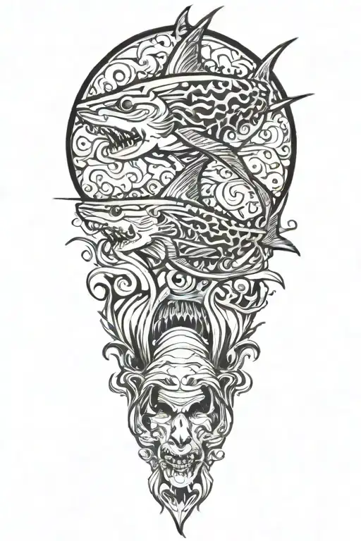 double headed shark tattoo design idea