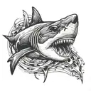 badass shark tattoo design idea