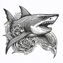 badass shark tattoo design idea