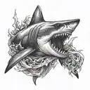 badass shark tattoo design idea