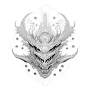 Dotwork dragon with intricate geometric patterns tattoo design idea