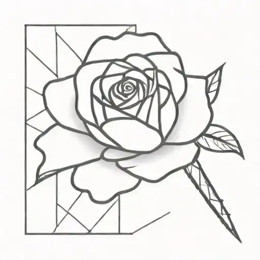 rose and sword with line work tattoo design idea