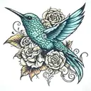 humming bird floral cross lion  tattoo design idea