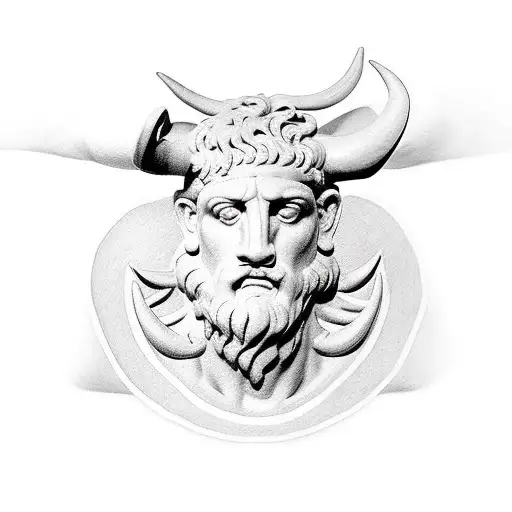 milo of croton with the bull on his shoulders tattoo design idea