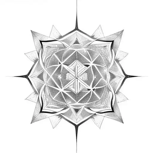 cube metatron avec deco autour tattoo design idea