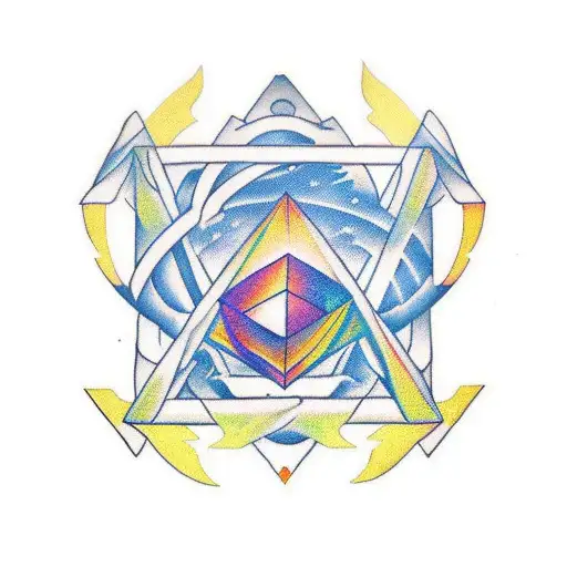 cube metatron avec deco autour tattoo design idea