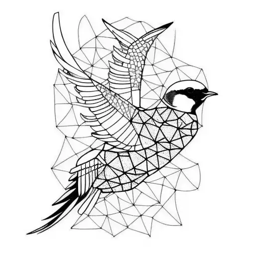 Swallow Bird map tattoo design idea