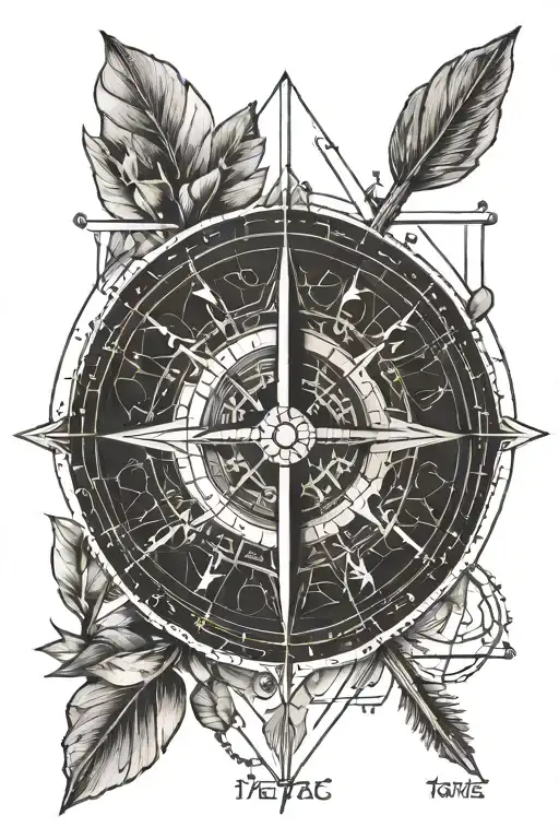 zodiac arrow line and compass tattoo design idea