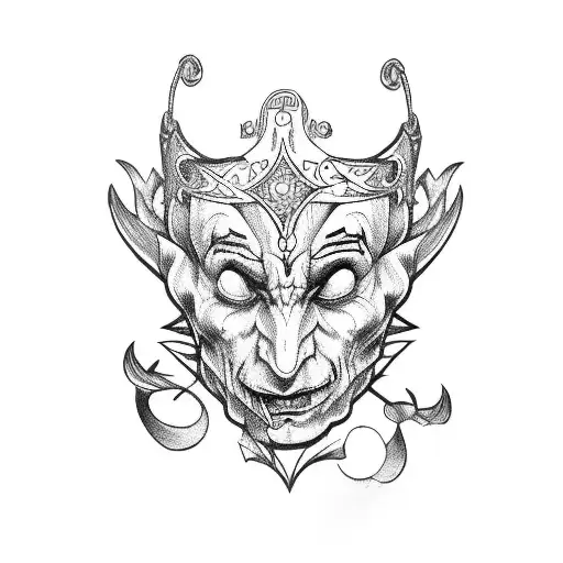 gothic style jester tattoo design idea