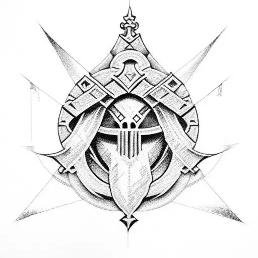 Anti-cristo symbol incorporated into a court jester's hat tattoo design idea