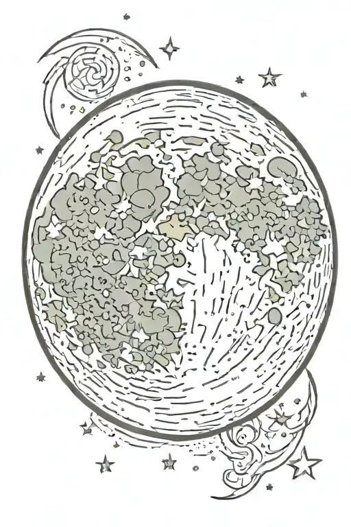 Full Moon and Stars tattoo design idea