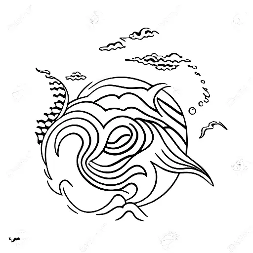 waves ocean tropical sun thailand travel palm scuba tattoo design idea
