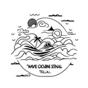 waves ocean tropical sun thailand travel palm scuba tattoo design idea