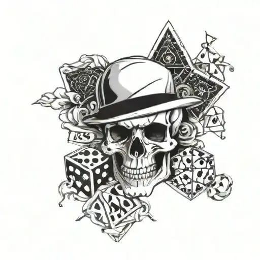 forearm sleeve tattoo ace card skull and dice tattoo design idea