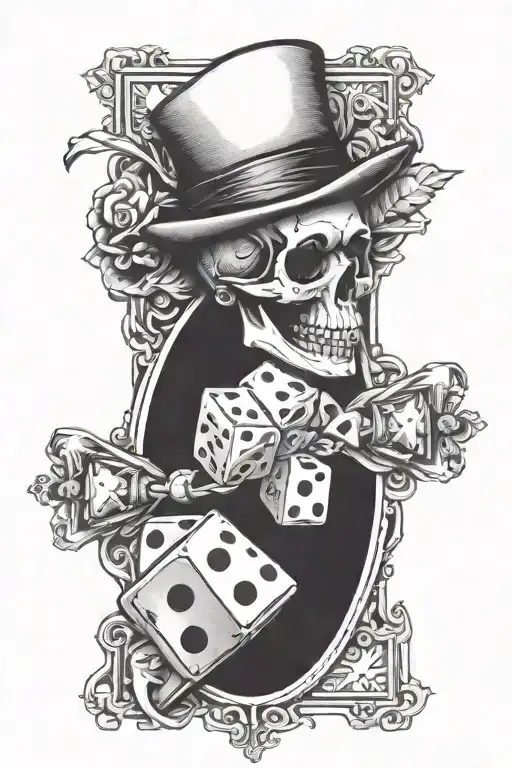 forearm sleeve tattoo ace card skull and dice tattoo design idea