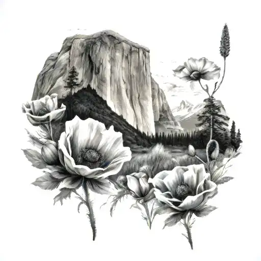 poppies and Yosemite  tattoo design idea