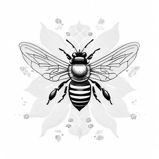 A symmetrical tattoo of a honey bee surrounded by burning pillar candles tattoo design idea