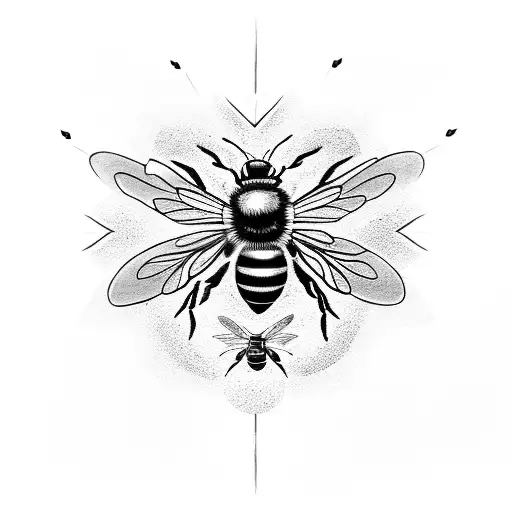 A black and white symmetrical tattoo of a honey bee surrounded by candles tattoo design idea