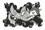 Cherub lying on a cloud tattoo design idea