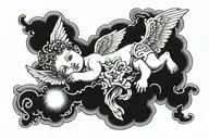 Cherub lying on a cloud tattoo design idea