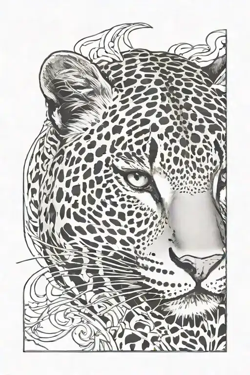 leopard/femme fatale face tattoo design idea