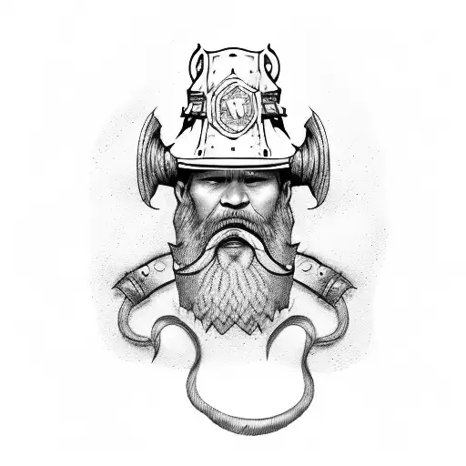 A firefighter with a Viking warrior design tattoo design idea