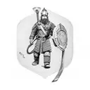 A firefighter holding a shield with a Viking warrior design tattoo design idea