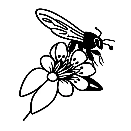 Jaguar and daisies and a violin and a bee tattoo design idea