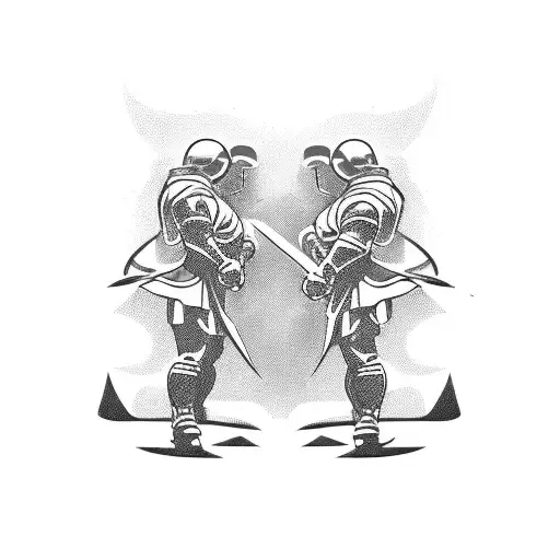 2 gladiators fighting  tattoo design idea