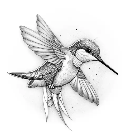 Hummingbird with Opal maeve written in it tattoo design idea