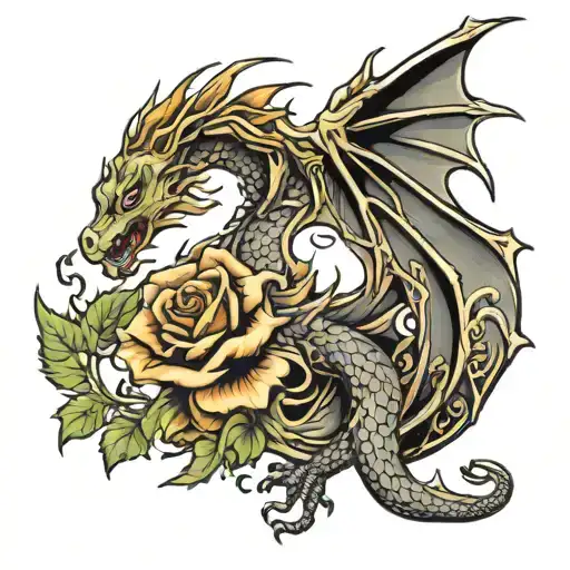 dragon wales yorkshire rose tattoo design idea