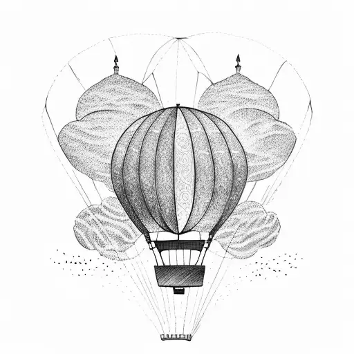 Hot-air balloon colorized  tattoo design idea