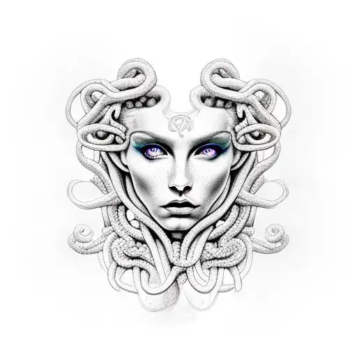 gorgeous woman medusa split tattoo design idea