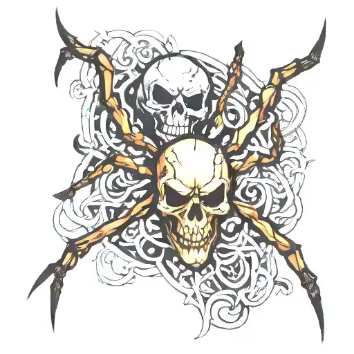 spider and skull tattoo design idea