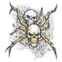 spider and skull tattoo design idea