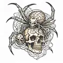 spider and skull tattoo design idea