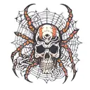 spider and skull tattoo design idea