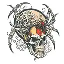 spider and skull tattoo design idea