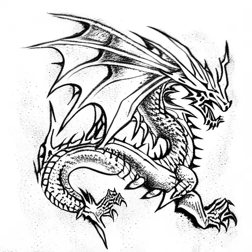 Dragon skyrim magic fire  tattoo design idea