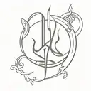 flute and trishul trident tattoo design idea