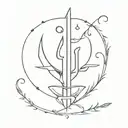 flute and trishul trident tattoo design idea
