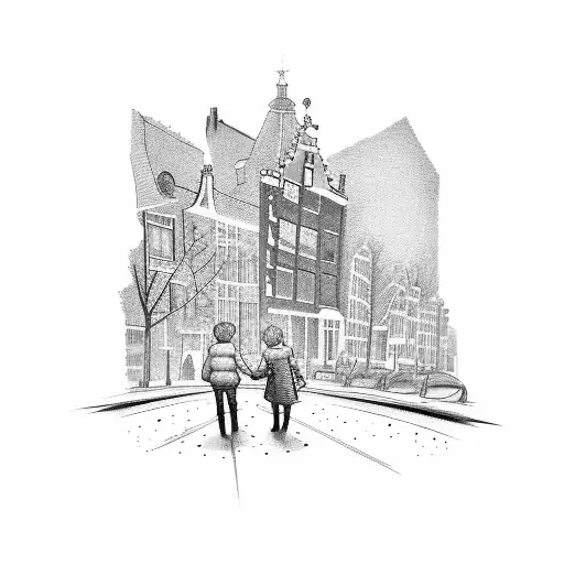 Boy and girl walking through Amsterdam with a cupcake tattoo design idea