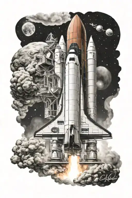 space shuttle Columbia launching tattoo design idea