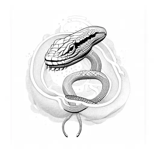 Snake eats bloody heart tattoo design idea