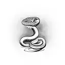 Snake eats bloody heart tattoo design idea