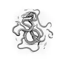 Snake eats bloody heart tattoo design idea