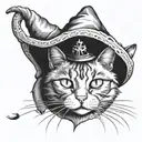 cat with witch hat tattoo design idea