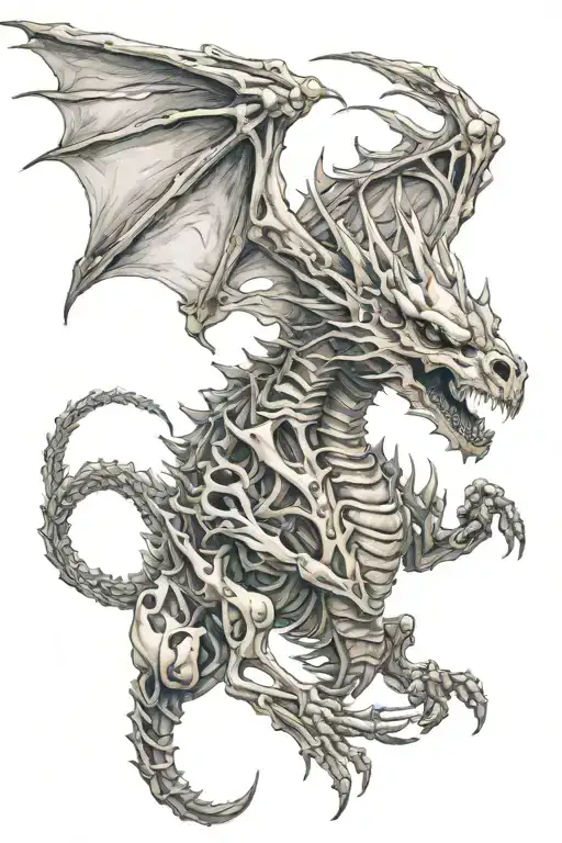 skeleton dragon tattoo design idea