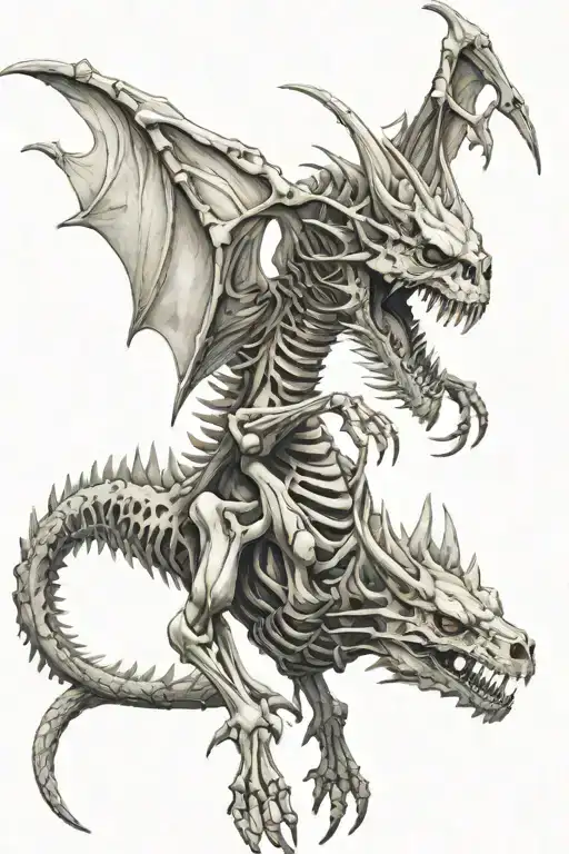 skeleton dragon tattoo design idea
