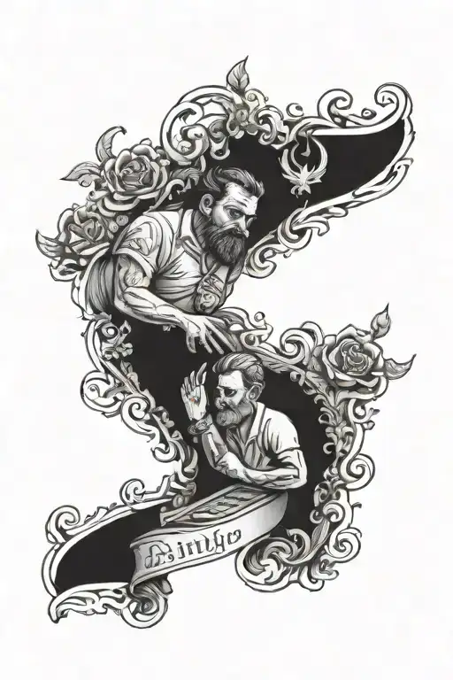 my father he was a little heavier set him and me walking up the stair way to heaven together with his name "Danny" tattoo design idea